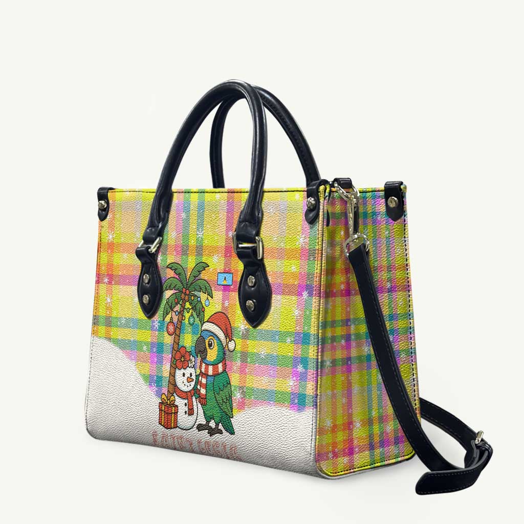 Saint Lucia Christmas Leather Bag with Parrot Palm Tree Snowman and Plaid Holiday - Wonder Print Shop