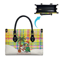 Saint Lucia Christmas Leather Bag with Parrot Palm Tree Snowman and Plaid Holiday - Wonder Print Shop