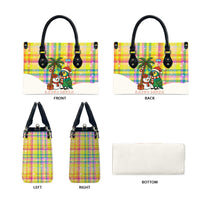 Saint Lucia Christmas Leather Bag with Parrot Palm Tree Snowman and Plaid Holiday - Wonder Print Shop