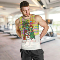 Saint Lucia Christmas Men Tank Top with Parrot Palm Tree Snowman and Plaid Holiday - Wonder Print Shop