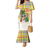 Saint Lucia Christmas Mermaid Dress with Parrot Palm Tree Snowman and Plaid Holiday - Wonder Print Shop