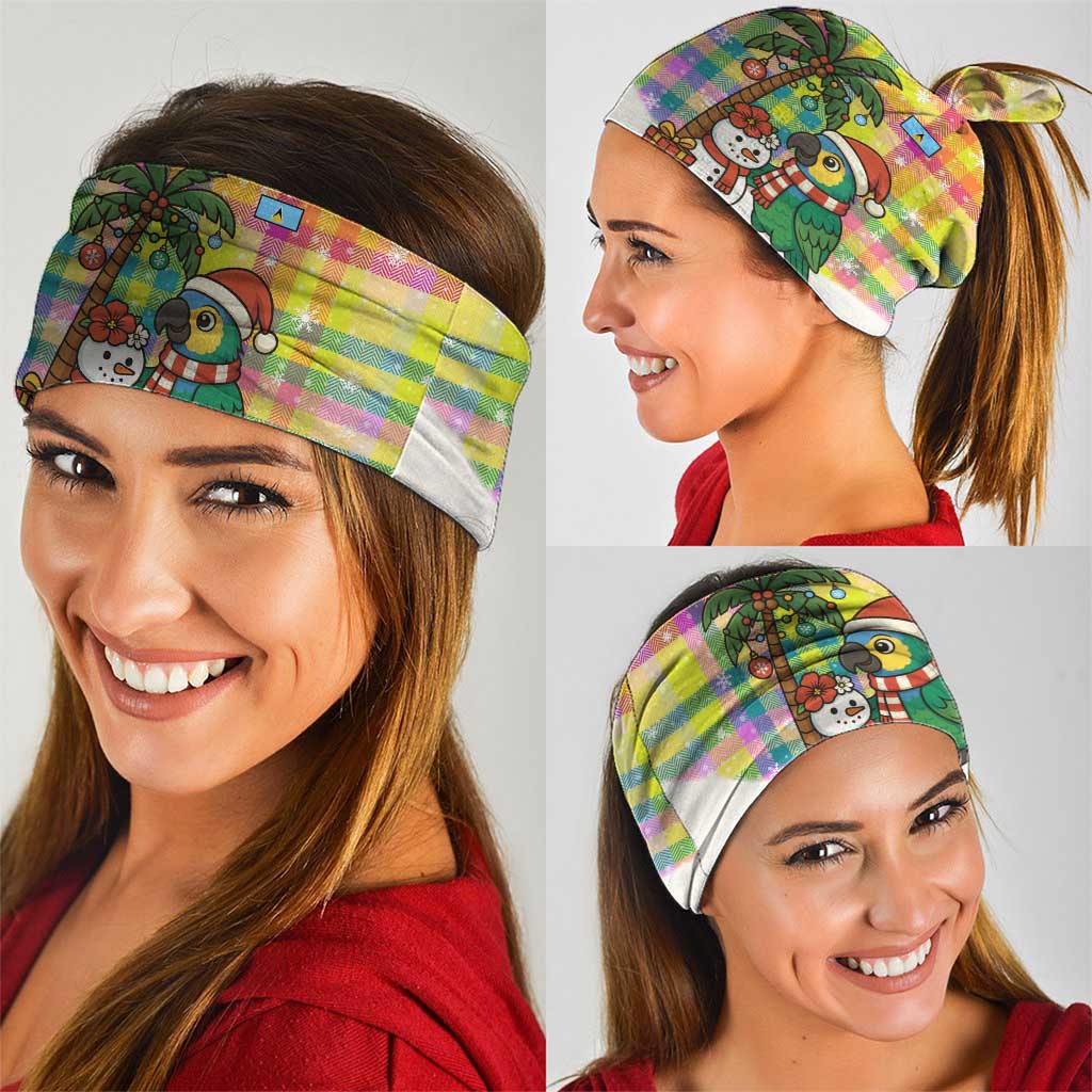 Saint Lucia Christmas Neck Gaiter with Parrot Palm Tree Snowman and Plaid Holiday - Wonder Print Shop