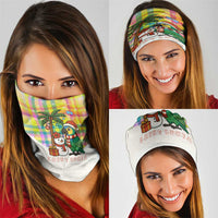 Saint Lucia Christmas Neck Gaiter with Parrot Palm Tree Snowman and Plaid Holiday - Wonder Print Shop