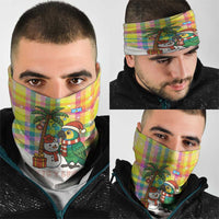 Saint Lucia Christmas Neck Gaiter with Parrot Palm Tree Snowman and Plaid Holiday - Wonder Print Shop