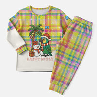 Saint Lucia Christmas Pajama Set with Parrot Palm Tree Snowman and Plaid Holiday - Wonder Print Shop
