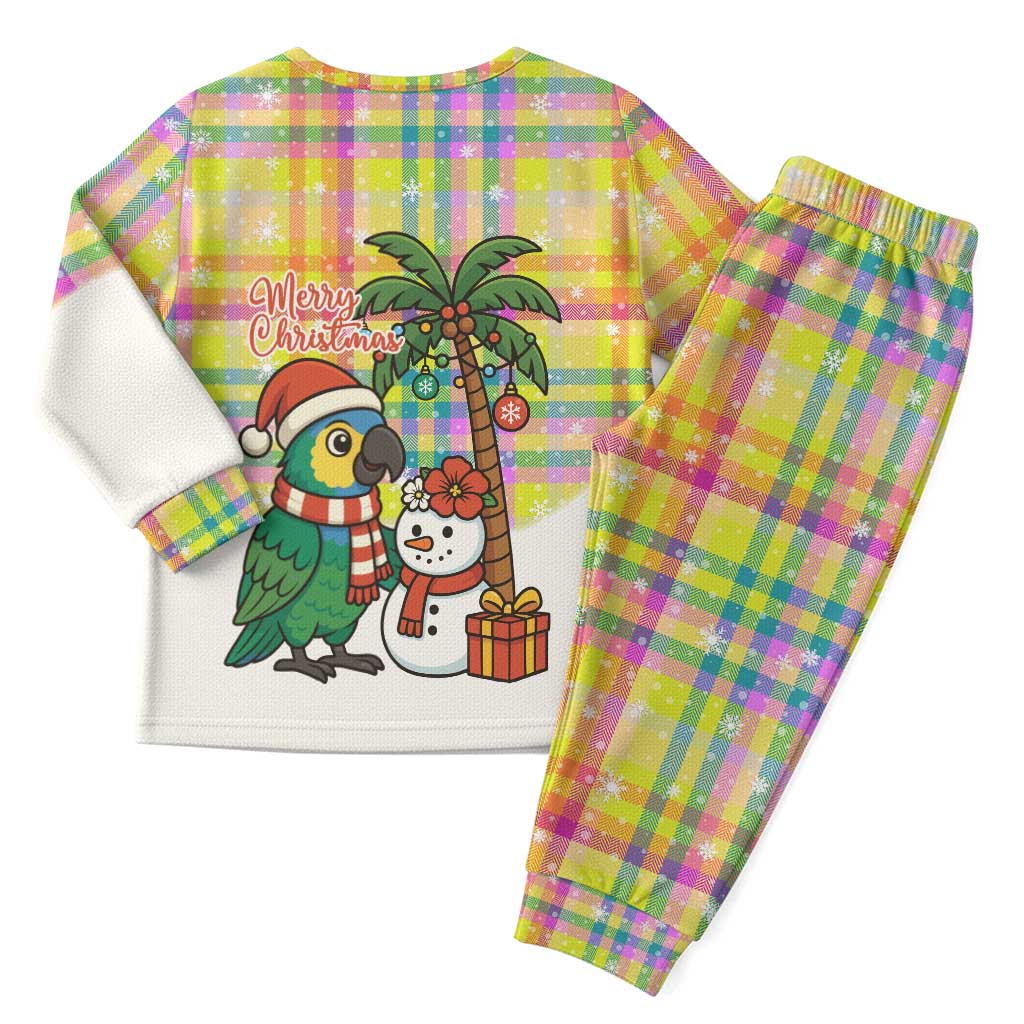 Saint Lucia Christmas Pajama Set with Parrot Palm Tree Snowman and Plaid Holiday - Wonder Print Shop