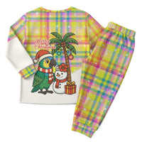 Saint Lucia Christmas Pajama Set with Parrot Palm Tree Snowman and Plaid Holiday - Wonder Print Shop