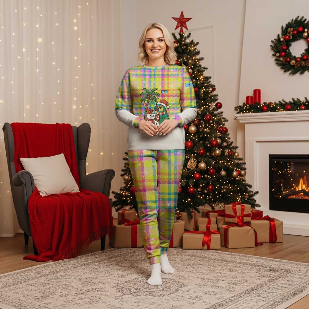 Saint Lucia Christmas Pajama Set with Parrot Palm Tree Snowman and Plaid Holiday - Wonder Print Shop