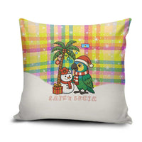 Saint Lucia Christmas Pillow Cover with Parrot Palm Tree Snowman and Plaid Holiday - Wonder Print Shop