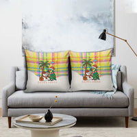 Saint Lucia Christmas Pillow Cover with Parrot Palm Tree Snowman and Plaid Holiday - Wonder Print Shop