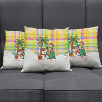 Saint Lucia Christmas Pillow Cover with Parrot Palm Tree Snowman and Plaid Holiday - Wonder Print Shop