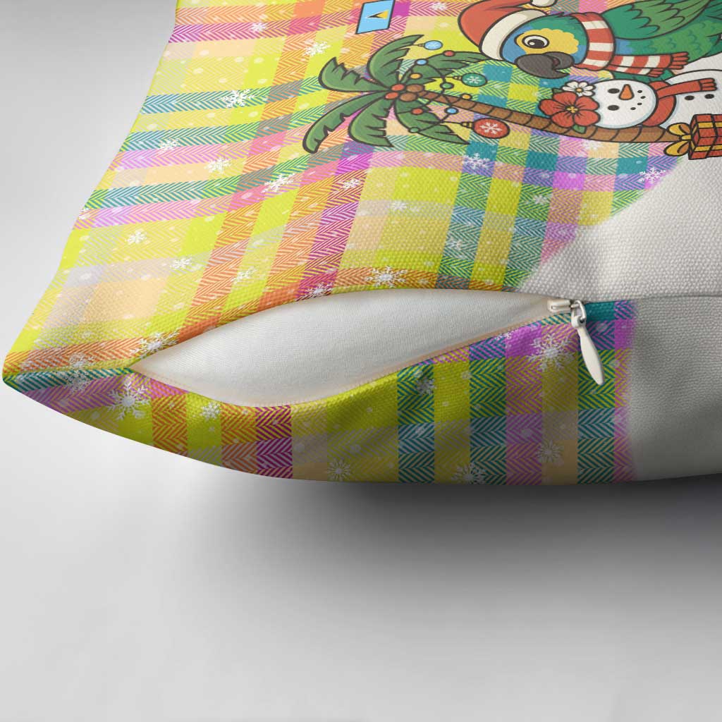 Saint Lucia Christmas Pillow Cover with Parrot Palm Tree Snowman and Plaid Holiday - Wonder Print Shop
