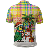 Saint Lucia Christmas Polo Shirt with Parrot Palm Tree Snowman and Plaid Holiday - Wonder Print Shop
