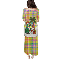 Saint Lucia Christmas Puletasi with Parrot Palm Tree Snowman and Plaid Holiday - Wonder Print Shop