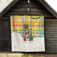 Saint Lucia Christmas Quilt with Parrot Palm Tree Snowman and Plaid Holiday - Wonder Print Shop