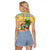 Saint Lucia Christmas Raglan Cropped T Shirt with Parrot Palm Tree Snowman and Plaid Holiday - Wonder Print Shop