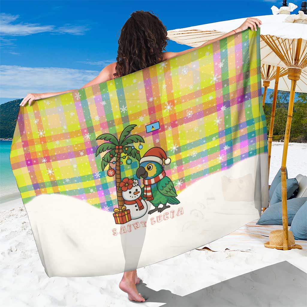 Saint Lucia Christmas Sarong with Parrot Palm Tree Snowman and Plaid Holiday - Wonder Print Shop