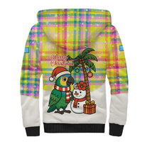 Saint Lucia Christmas Sherpa Hoodie with Parrot Palm Tree Snowman and Plaid Holiday - Wonder Print Shop