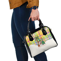 Saint Lucia Christmas Shoulder Handbag with Parrot Palm Tree Snowman and Plaid Holiday - Wonder Print Shop