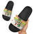Saint Lucia Christmas Slide Sandals with Parrot Palm Tree Snowman and Plaid Holiday - Wonder Print Shop