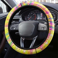 Saint Lucia Christmas Steering Wheel Cover with Parrot Palm Tree Snowman and Plaid Holiday - Wonder Print Shop