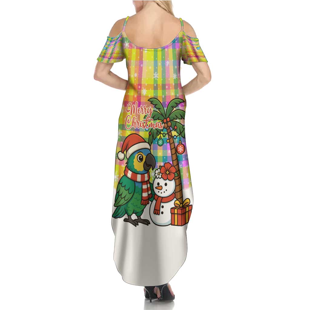 Saint Lucia Christmas Summer Maxi Dress with Parrot Palm Tree Snowman and Plaid Holiday - Wonder Print Shop