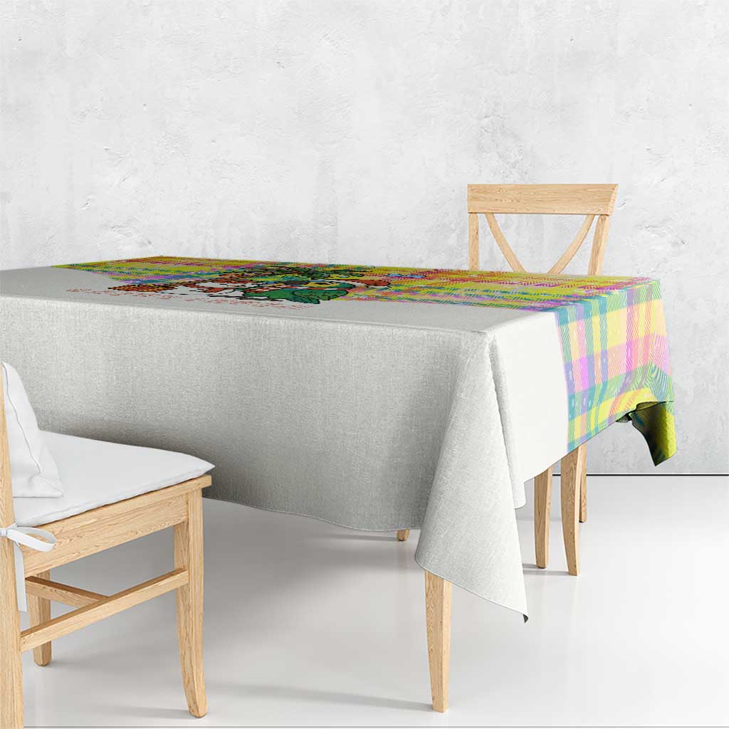 Saint Lucia Christmas Tablecloth with Parrot Palm Tree Snowman and Plaid Holiday - Wonder Print Shop