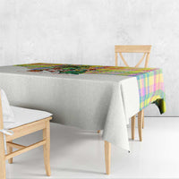 Saint Lucia Christmas Tablecloth with Parrot Palm Tree Snowman and Plaid Holiday - Wonder Print Shop