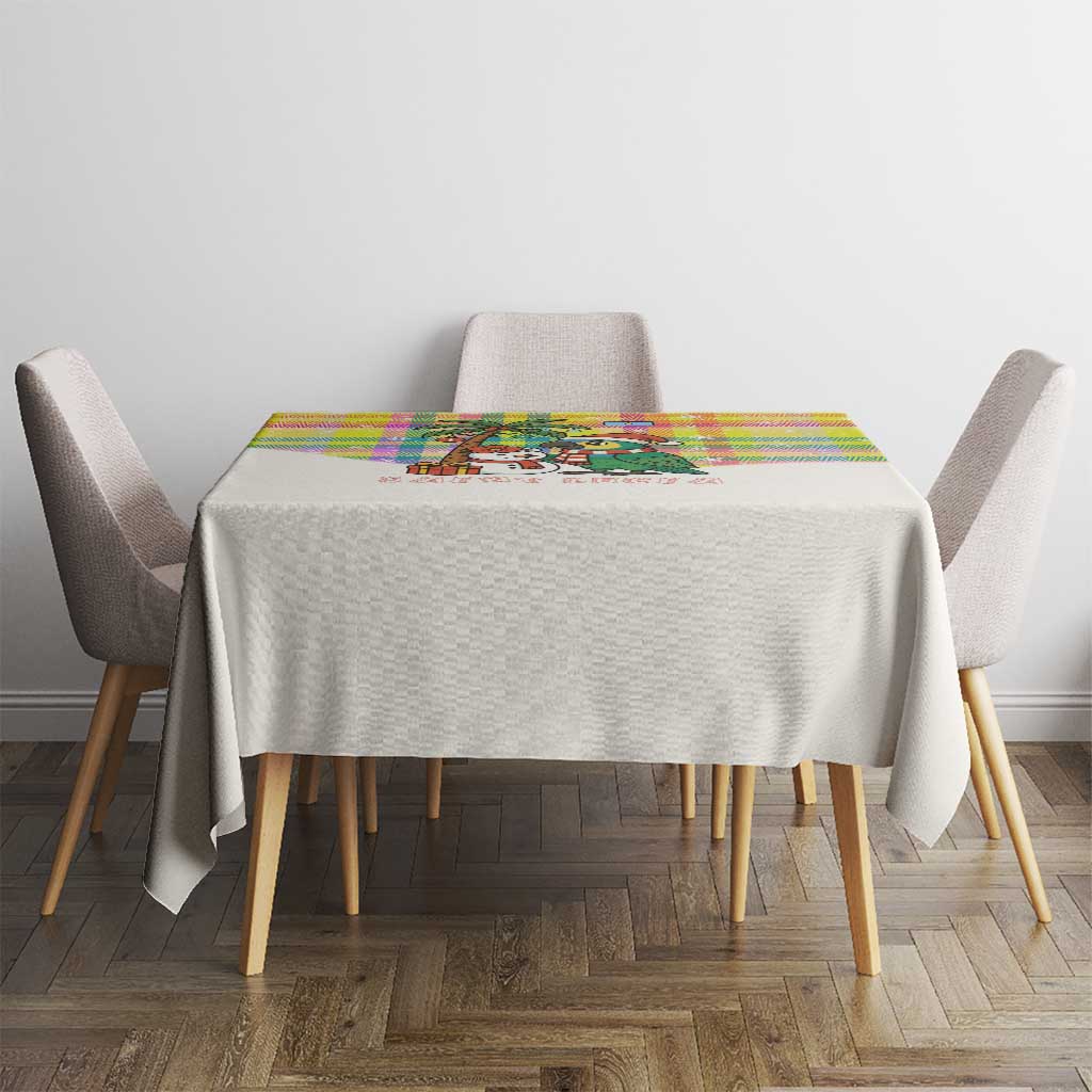 Saint Lucia Christmas Tablecloth with Parrot Palm Tree Snowman and Plaid Holiday - Wonder Print Shop