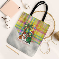 Saint Lucia Christmas Tote Bag with Parrot Palm Tree Snowman and Plaid Holiday - Wonder Print Shop