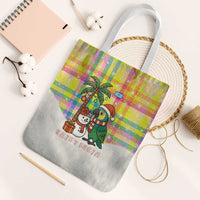 Saint Lucia Christmas Tote Bag with Parrot Palm Tree Snowman and Plaid Holiday - Wonder Print Shop