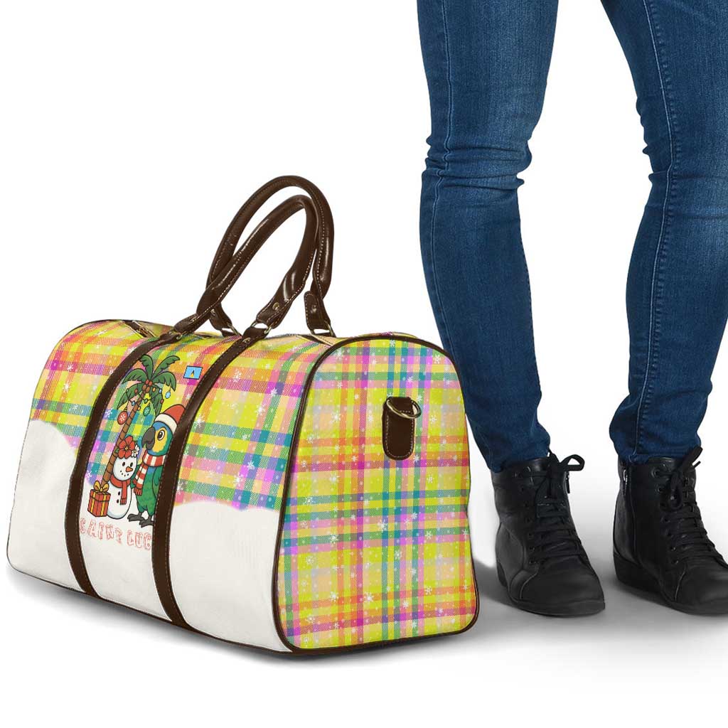 Saint Lucia Christmas Travel Bag with Parrot Palm Tree Snowman and Plaid Holiday - Wonder Print Shop