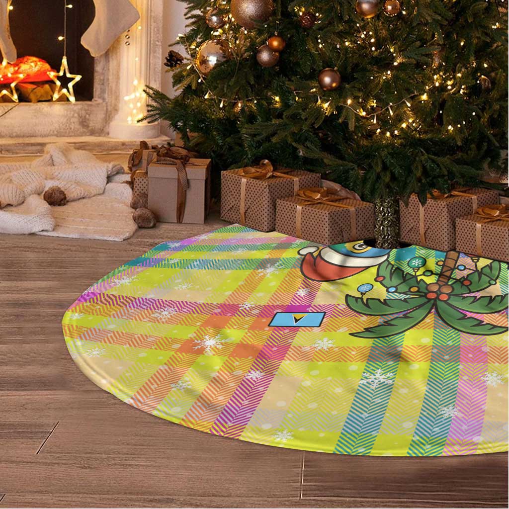 Saint Lucia Christmas Tree Skirt with Parrot Palm Tree Snowman and Plaid Holiday - Wonder Print Shop