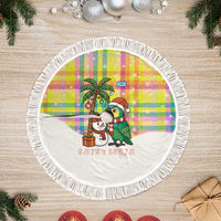 Saint Lucia Christmas Tree Skirt with Parrot Palm Tree Snowman and Plaid Holiday - Wonder Print Shop