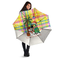 Saint Lucia Christmas Umbrella with Parrot Palm Tree Snowman and Plaid Holiday - Wonder Print Shop
