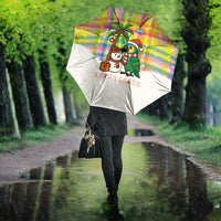 Saint Lucia Christmas Umbrella with Parrot Palm Tree Snowman and Plaid Holiday - Wonder Print Shop