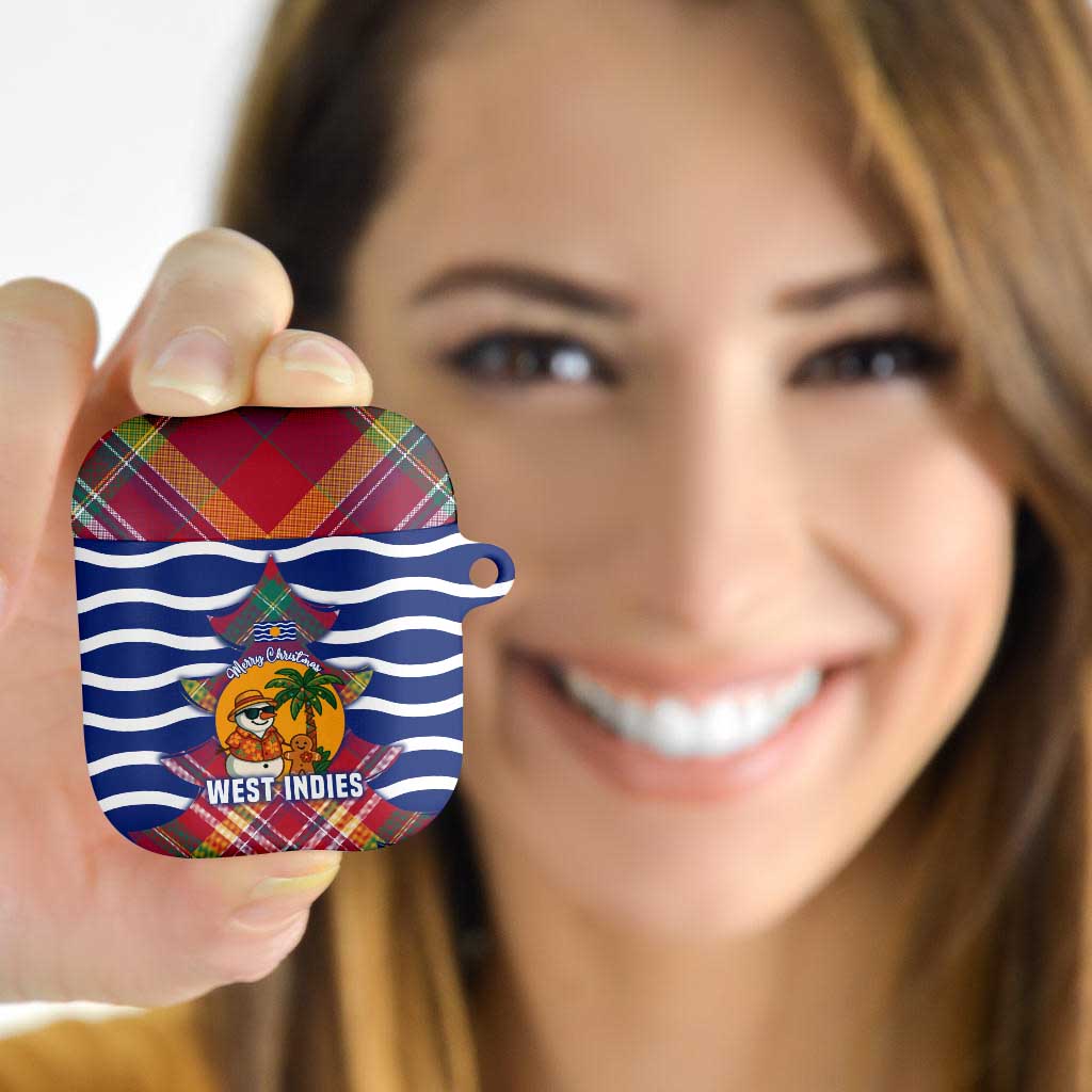 West Indies Christmas AirPods Case with Tropical Snowman Palm Tree Gingerbread and Plaid Design - Wonder Print Shop