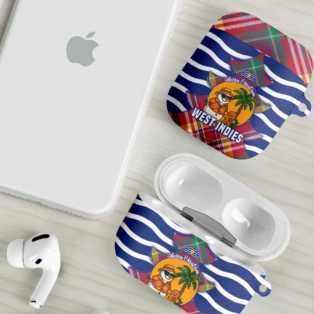 West Indies Christmas AirPods Case with Tropical Snowman Palm Tree Gingerbread and Plaid Design - Wonder Print Shop