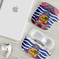 West Indies Christmas AirPods Case with Tropical Snowman Palm Tree Gingerbread and Plaid Design - Wonder Print Shop