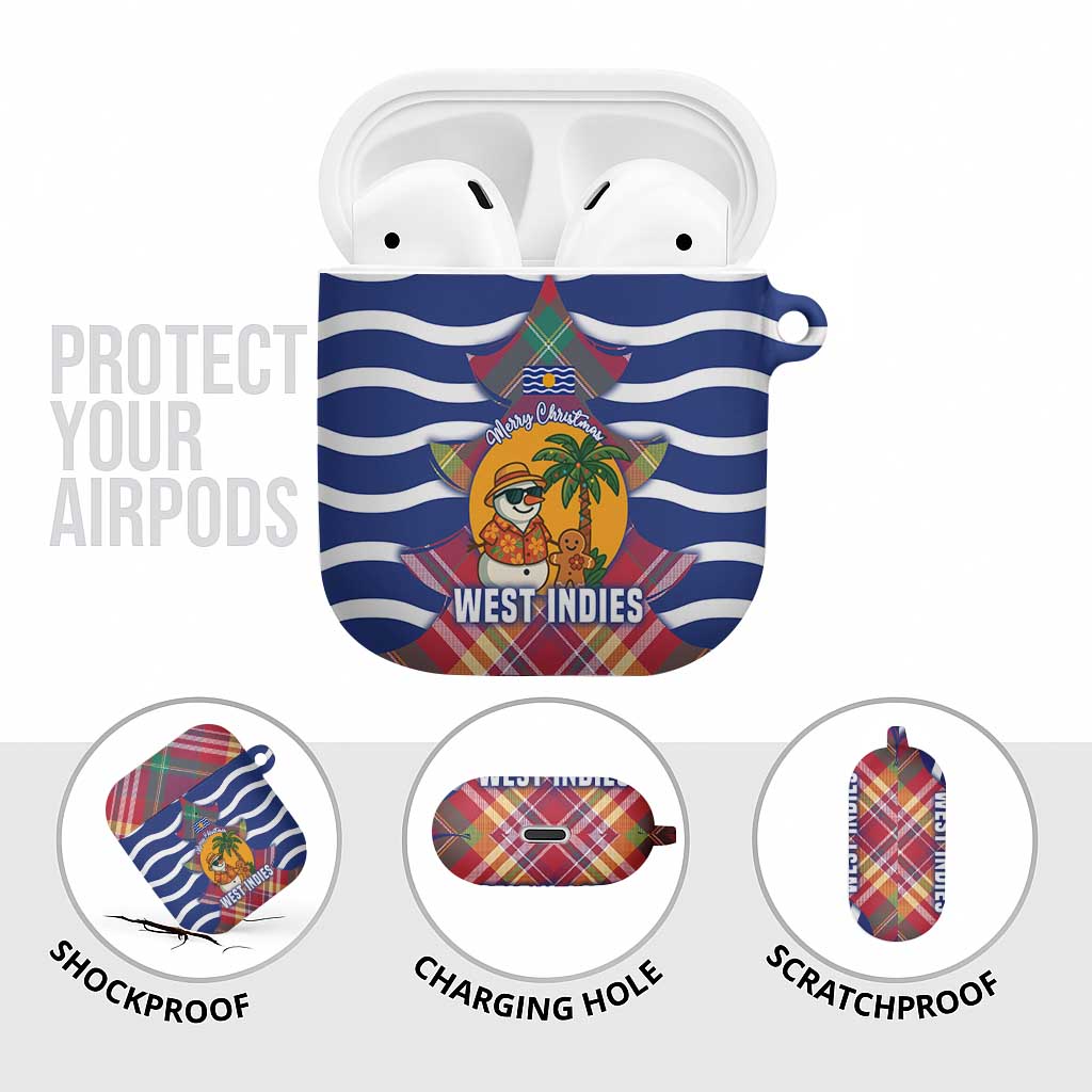West Indies Christmas AirPods Case with Tropical Snowman Palm Tree Gingerbread and Plaid Design - Wonder Print Shop