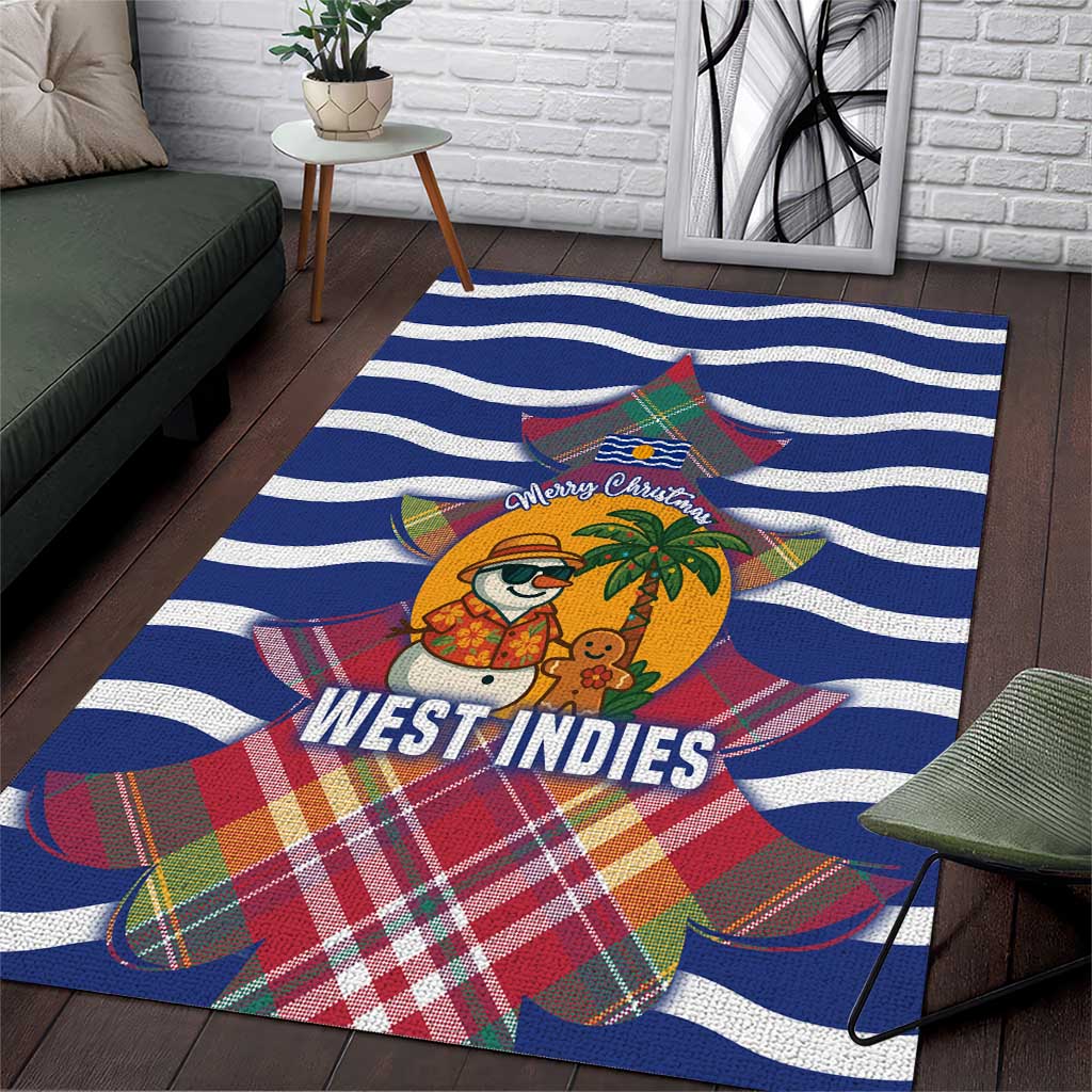 West Indies Christmas Area Rug with Tropical Snowman Palm Tree Gingerbread and Plaid Design - Wonder Print Shop