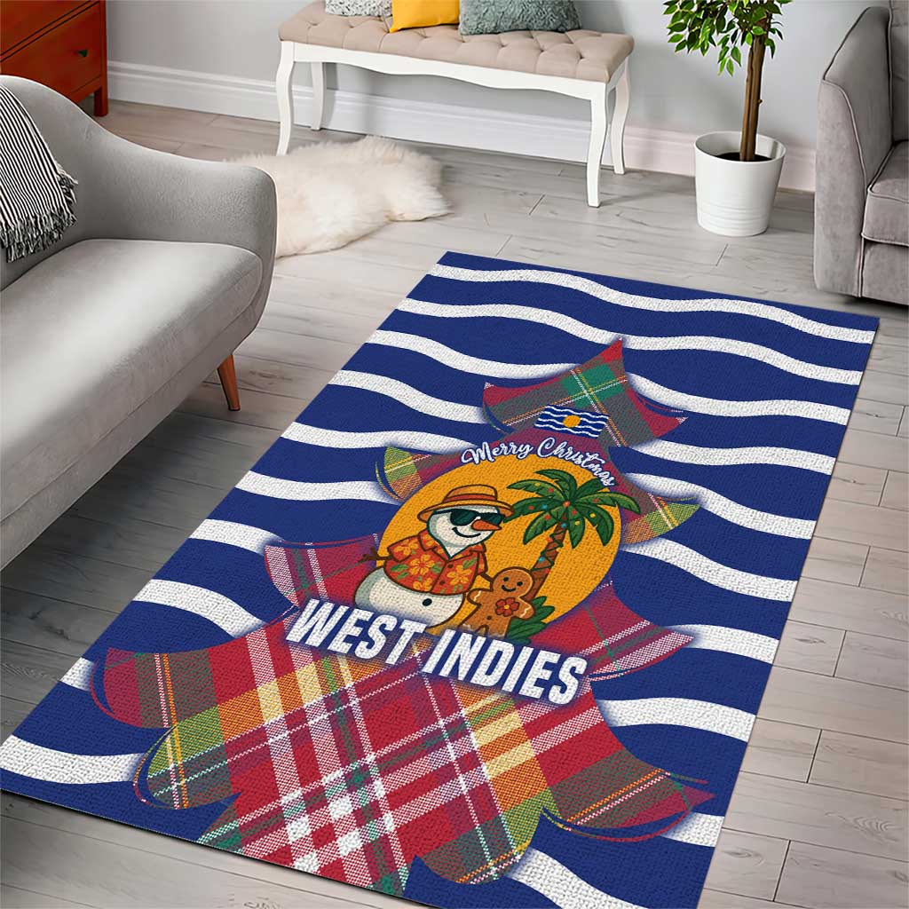 West Indies Christmas Area Rug with Tropical Snowman Palm Tree Gingerbread and Plaid Design - Wonder Print Shop