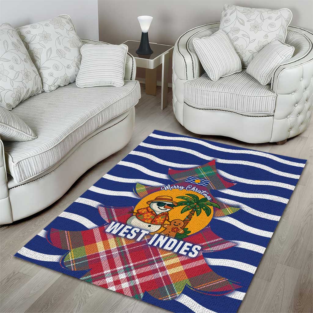 West Indies Christmas Area Rug with Tropical Snowman Palm Tree Gingerbread and Plaid Design - Wonder Print Shop