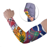 West Indies Christmas Arm Sleeves with Tropical Snowman Palm Tree Gingerbread and Plaid Design - Wonder Print Shop