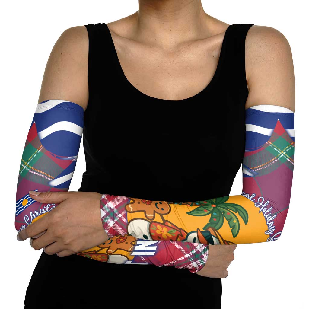 West Indies Christmas Arm Sleeves with Tropical Snowman Palm Tree Gingerbread and Plaid Design - Wonder Print Shop
