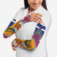 West Indies Christmas Arm Sleeves with Tropical Snowman Palm Tree Gingerbread and Plaid Design - Wonder Print Shop