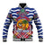 West Indies Christmas Baseball Jacket with Tropical Snowman Palm Tree Gingerbread and Plaid Design - Wonder Print Shop