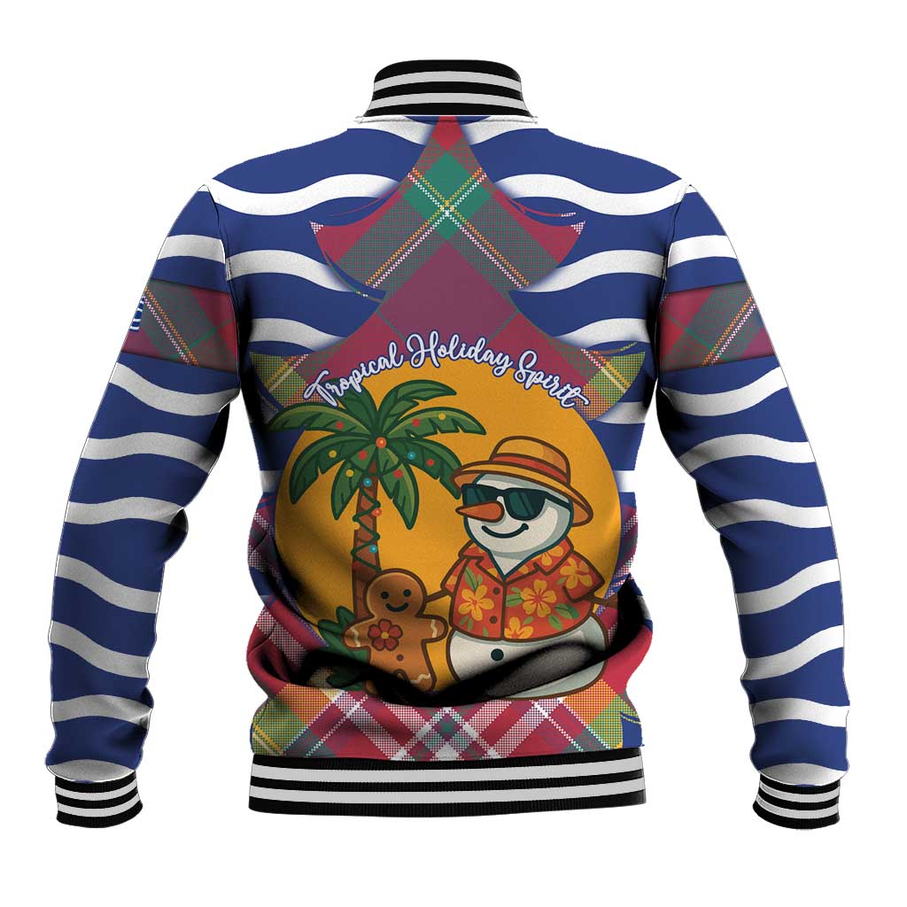 West Indies Christmas Baseball Jacket with Tropical Snowman Palm Tree Gingerbread and Plaid Design - Wonder Print Shop