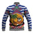 West Indies Christmas Baseball Jacket with Tropical Snowman Palm Tree Gingerbread and Plaid Design - Wonder Print Shop