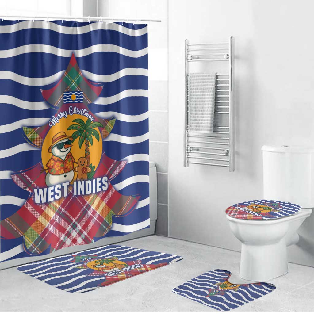 West Indies Christmas Bathroom Set with Tropical Snowman Palm Tree Gingerbread and Plaid Design - Wonder Print Shop